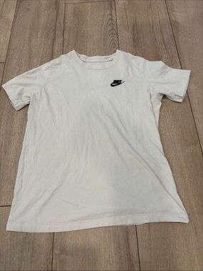Nike White Short Sleeve Crew T-Shirt with Black Swoosh